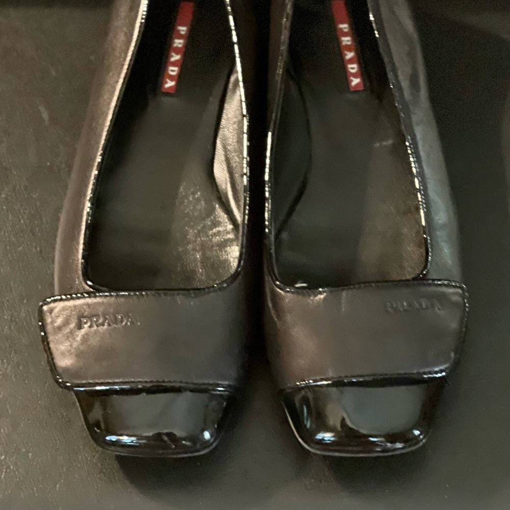Prada ballet flats with patent leather toe